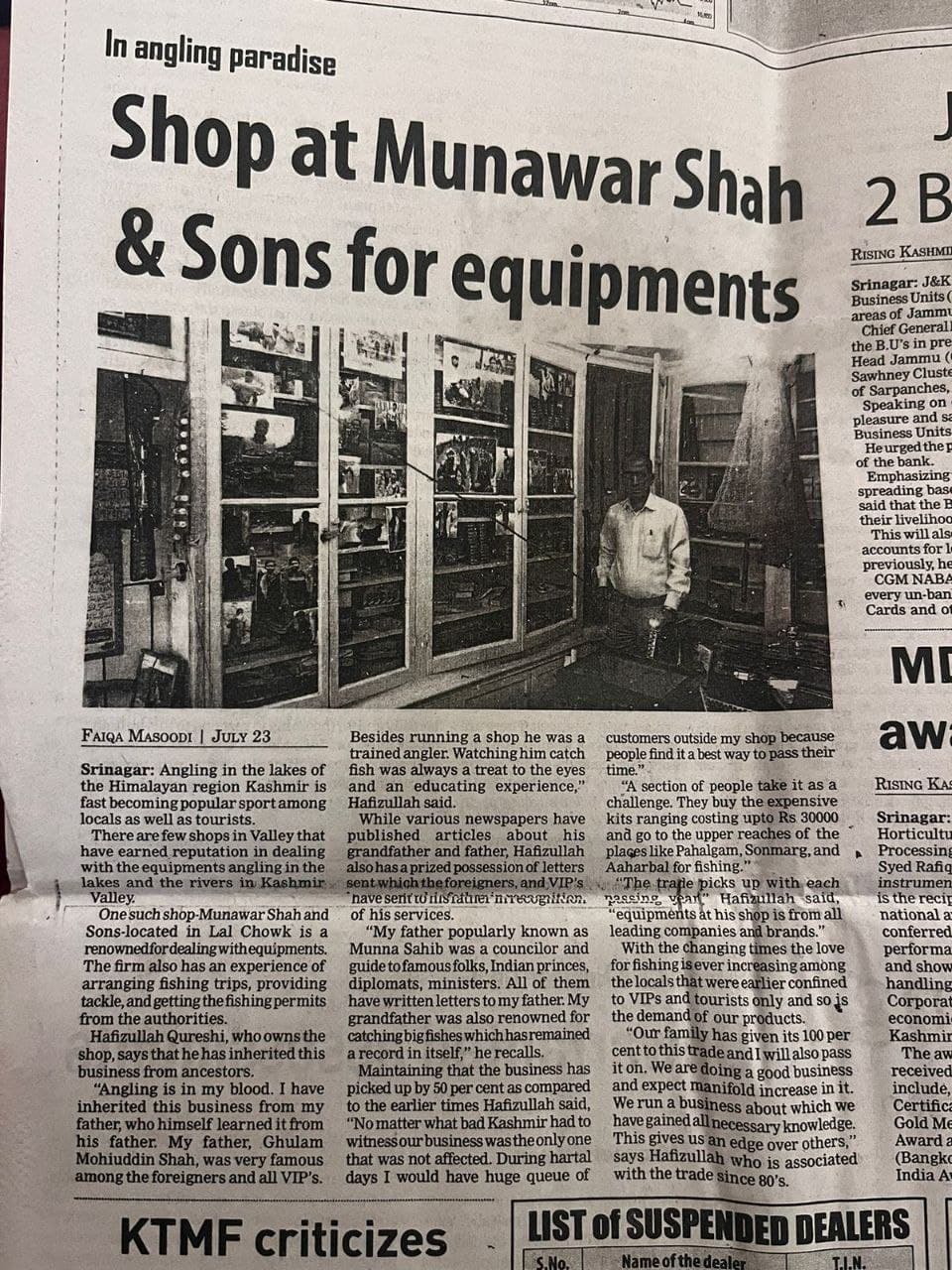 Rising Kashmir Business & Economy article